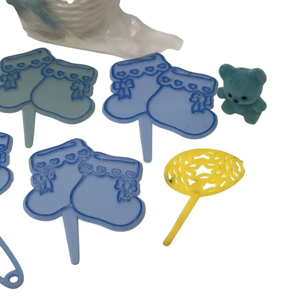 Vintage Baby Boy Shower Cake Topper Decorations Set